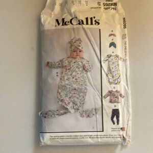 McCall's M8265 Baby Pattern gown top pants headband hat NB S M L XL